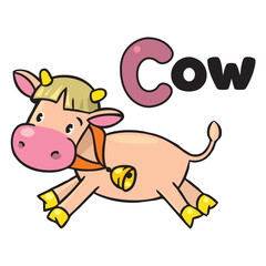 Little funny cow or calf. Alphabet C