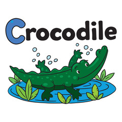 Little crocodile or alligator. Alphabet C