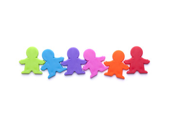 Colorful people figures isolated on white