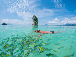 woman snorkelling in Krabi Thailand