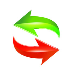 Red and green arrows. Vector