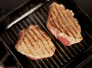 two steaks in the pan