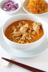 hot and spicy Curry Noodle with chicken and vegetable