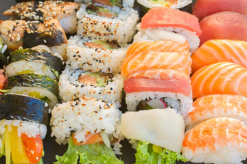 lunch with  sushi dish