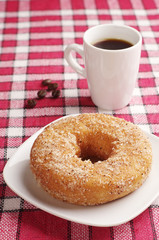 Breakfast with donut and coffee