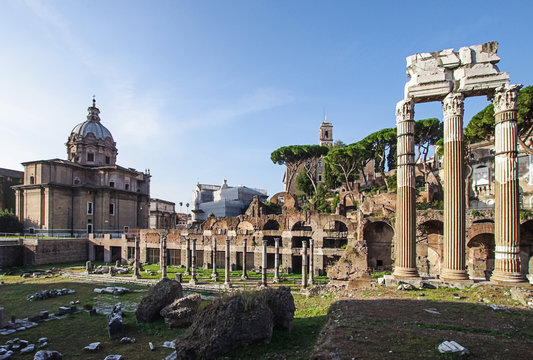 Foro Romano Roman Forum ruins in the center of Rome Italy