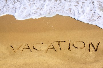 Sign Vacation on Sea Beach