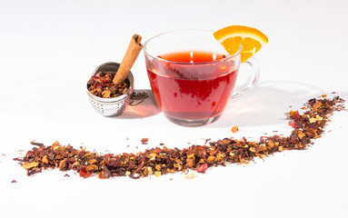 Fruit Tea With Tea Egg, Cinnamon And A Slice Of Orange