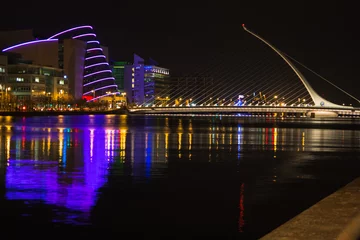 Printed roller blinds City on the water night Dublin two