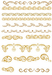 Set of borders with Christmas golden elements