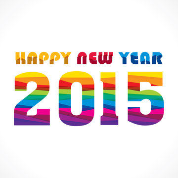 colorful new year 2015 greeting wave pattern  vector