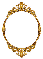 Gold vintage frame isolated on white background