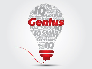 Genius info-text graphics bulb concept, word cloud