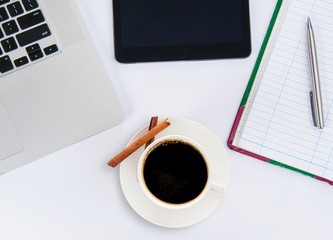 Obraz na płótnie Canvas Coffee cup and laptop for business.