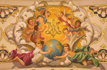 Seville - The fresco angels in church Basilica de la Macarena