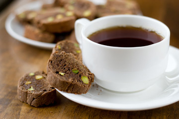 Cup of tea and biscotti.