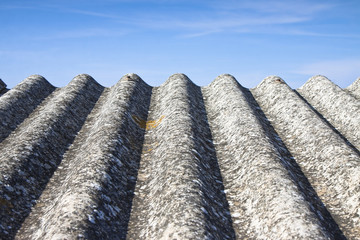 Detail of dangerous asbestos roof