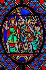 Crusaders - Stained Glass in Cathedral of Tours, France
