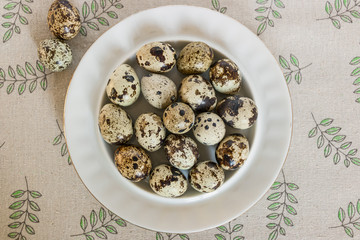 Quail eggs on dish