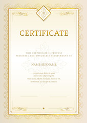 Vector illustration of gold detailed certificate