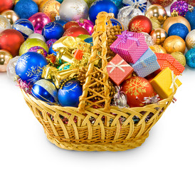 image of baskets with Christmas decorations