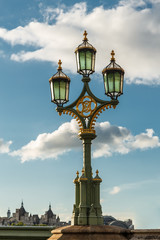 Fototapeta na wymiar The old-fashioned street lamp, London, England