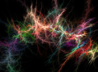 Colored lightning abstract fractal effect light background