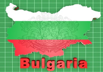 map illustration of Bulgaria with flag