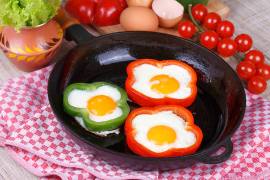 Fried eggs in a pan