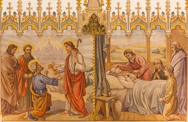 Poster Fresco - Jesus give keys to Peter and scene Apostles at viaticum © Renáta Sedmáková