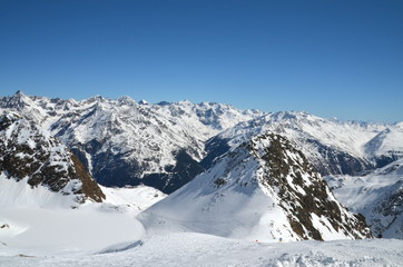 Fototapeta na wymiar Alpine ski resort in Sölden in Otztal Alps, Tirol, Austria