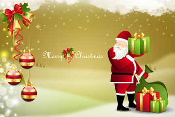 Christmas  gift box with santaclaus