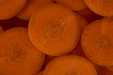 Healthy natural food, background. Carrots slices.