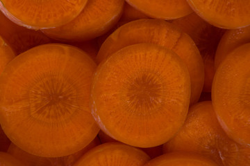 Healthy natural food, background. Carrots slices.