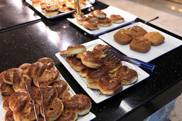 Buns on the white plates