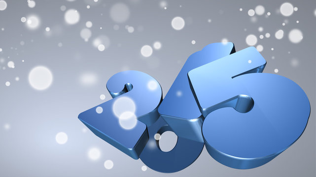 Blue number 2015 in 3D on gray background with snowflakes