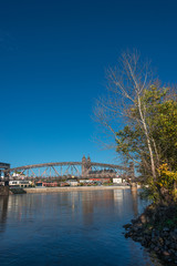 Magnificent Cathedral of Magdeburg at river Elbe and new town, G