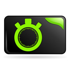 chronomètre sur bouton web rectangle vert