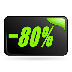 moins quatre vingt pour cent sur bouton web rectangle vert