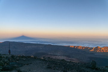 Sunset and shadow of volcano Teide. Tenerife