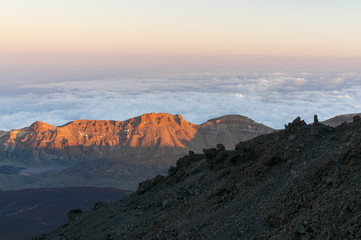 Obraz premium Sunset and shadow of volcano Teide. Tenerife