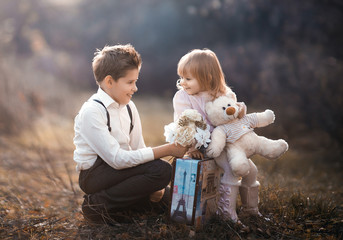 boy gives girl flowers