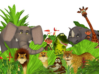 3d cartoon wild jungle animals