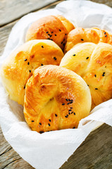 Traditional Turkish bread rolls. Achma.