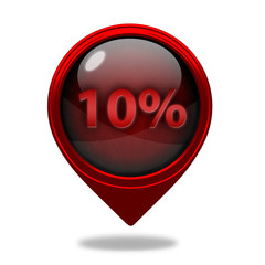 Ten percent pointer icon on white background