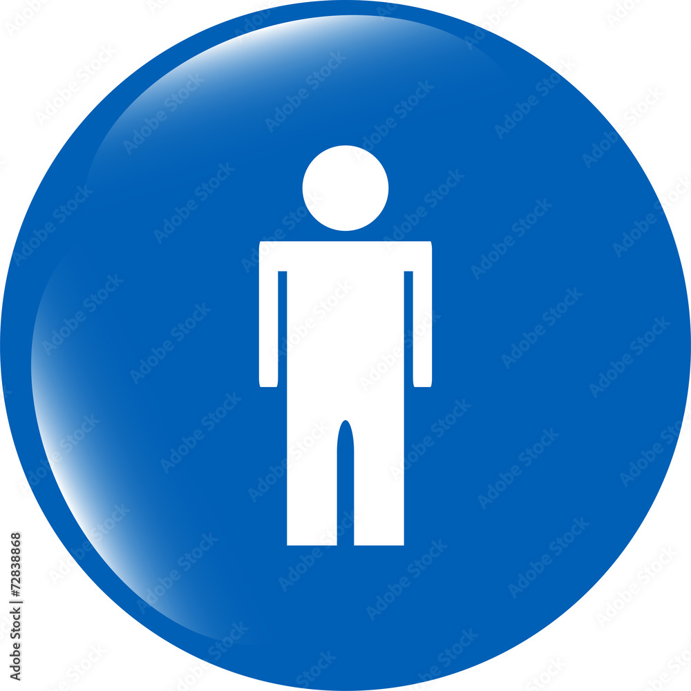 Poster icon button with man inside isolated on white background
