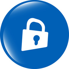 Padlock icon web sign. Rounded web app button