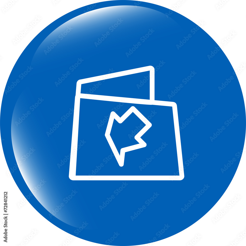 Poster folder icon web button with map isolated on white