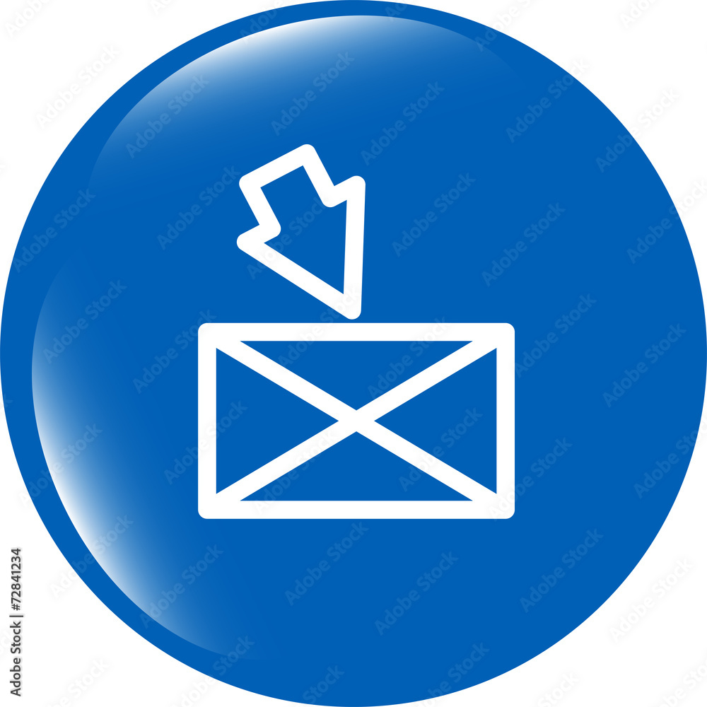 Poster mail envelope icon web button with map isolated on white