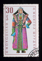 Post stamp. Mongolian clothes